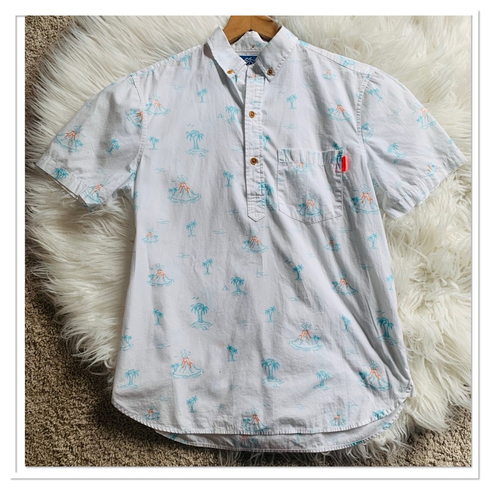 Chubbies Casual Short Sleeve 3/4 Button Front Shirt Tropical Print White Size S